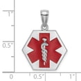 thumbnail image 4 of Auriga Fine Jewelry 14K White Gold Enameled Textured Back Caduceus Medical Disc Pendant for Women, 4 of 6