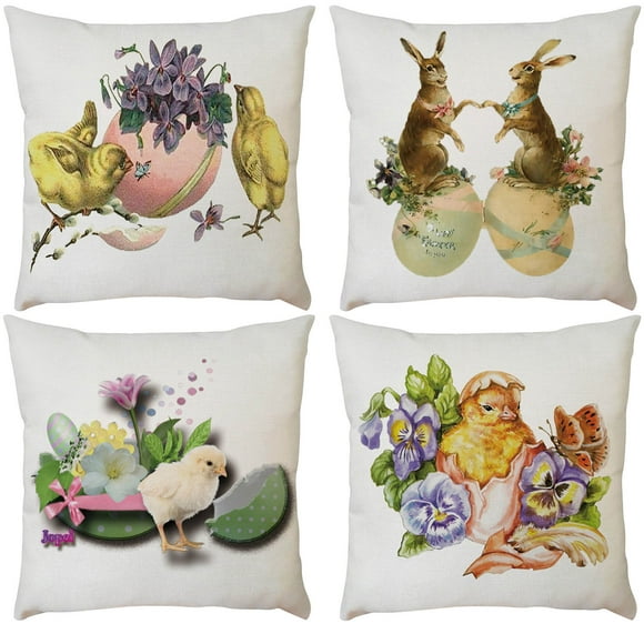 XZNGL Home Decor Housses de Coussin Easter Day Pillow Cover Sofa Cover Cushion Cover Custom Home Decoration 4Pcs