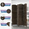 thumbnail image 3 of XF XINFENG Wood Room Dividers 4 Panel Folding Privacy Screen 6FT Tall Portable Wall Divider Partition Screen for Home Office, Brown, 3 of 7