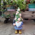 thumbnail image 4 of 12" Tall Solar Garden Statues Gnome with 6 Flower Lights Hat, Weather Proof Outdoor Decor Fairy Statue Gnome Ornament for Patio, Yard, Lawn, Porch, Housewarming Gifts, 4 of 9