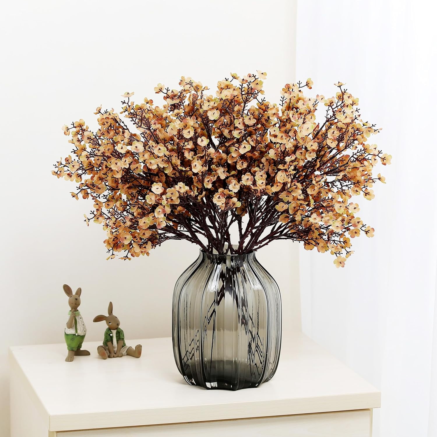 Babys Breath Silk Artificial Flowers 12 Bundle European Fake Plants Decor Fall Decoration Bouquets DIY Home Garden (Beige Brown-12pcs)