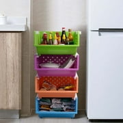 4-Pack Large Stackable Storage Bins, Colored Plastic Stacking Basket