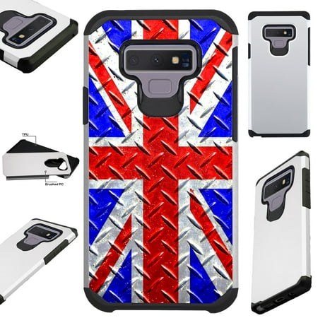 Father Christmas Phone Number Uk For Samsung Galaxy Note 9 Case Hybrid TPU Fusion Phone Cover (UK Flag Crosshatch) ()