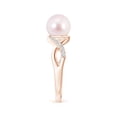 thumbnail image 3 of Angara Japanese Akoya Cultured Pearl Criss Cross Shank Engagement Ring in 14K Rose Gold for Women | June Birthstone Jewelry for Her, 3 of 8