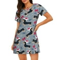 thumbnail image 1 of Vsdgher Chapeau de Noël Motif Teckel Chemise de Nuit à Manches Courtes Col Rond Mignonne Robe de Nuit Confortable, 1 of 6