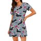 thumbnail image 1 of Fotbe Christmas Hat Dachshund Bata de Dormir para Mujer con Estampado, Camisón de Algodón de Manga Corta, Ropa de Dormir Casual, 1 of 6