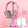 thumbnail image 1 of Soporte para auriculares RGB 2 puertos USB Iluminación de control Accesorios AUX de 3,5 mm shamjiam Rosado, 1 of 8