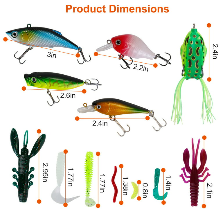 383 Pieces Fishing Lures Tackle, iMounTEK Mixed Hard Baits Soft Baits Worm Saltwater Freshwater Fishing Kit, Other