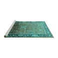 thumbnail image 2 of Ahgly Company Machine Washable Indoor Round Oriental Turquoise Blue Industrial Area Rugs, 7' Round, 2 of 4