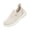 Beige, variant on Women's Orthopedic Walking Sneakers, Lace Up Stretch Knit Mesh Athletic Loafers, Arch Support Wide Width Gym Fitness Daily Travel Shoes Black