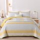 thumbnail image 2 of Juego de colcha WONGS BEDDING, edredón amarillo, tamaño doble, con rayas bohemias, 2 of 9