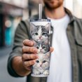 thumbnail image 5 of Sweet Gray And White Cats 20oz Insulated Water Bottle Skinny Tumbler Includes Straw, 5 of 7