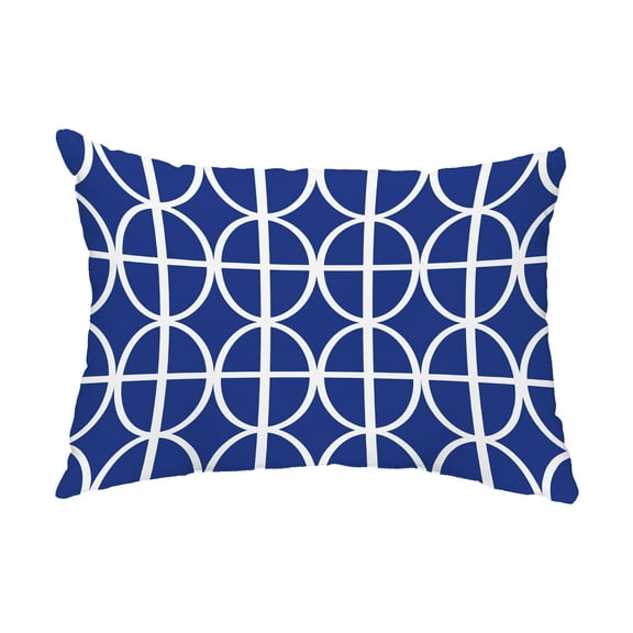 Simply Daisy, 14" x 20" Ovals and Stripes Royal Blue Abstract Decorative Outdoor Pillow