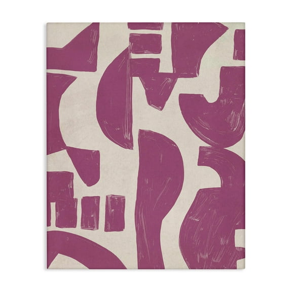 Stupell Industries Purple Asymmetrical Shapes Abstract Painting Wrapped Canvas Art Print Wall Art, 16 x 20