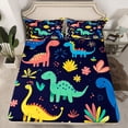 thumbnail image 2 of Homewish Watercolor Dinosaur Dino Queen Sheet Sets,Colorful Flower Floral Flat Sheet,Safari Animal Queen Fitted Sheet For Boys Kids,Luxury Bedroom Decor,4 Pieces, 2 of 7