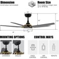 thumbnail image 3 of 52" 5 Blades Black/Gold Ceiling Fan with Remote Control & App Control with Timer and Schedule, 3 of 6