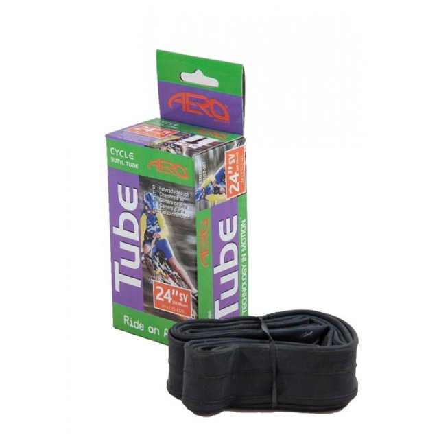 Aero - Cámara de aire Sport Butyl para bicicleta (vávula Schrader) (Negro)