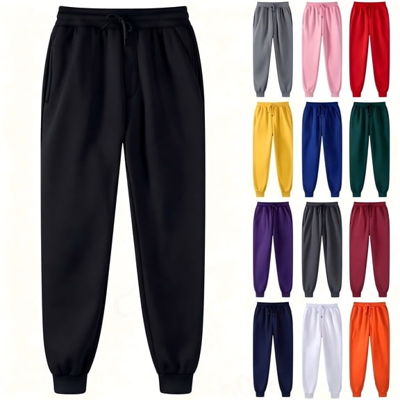 BLVB Womens Fleece Sweatpants Warm Baggy Pants Comfy Fall Winter Joggers High Waisted Lounge Trousers with Pockets
