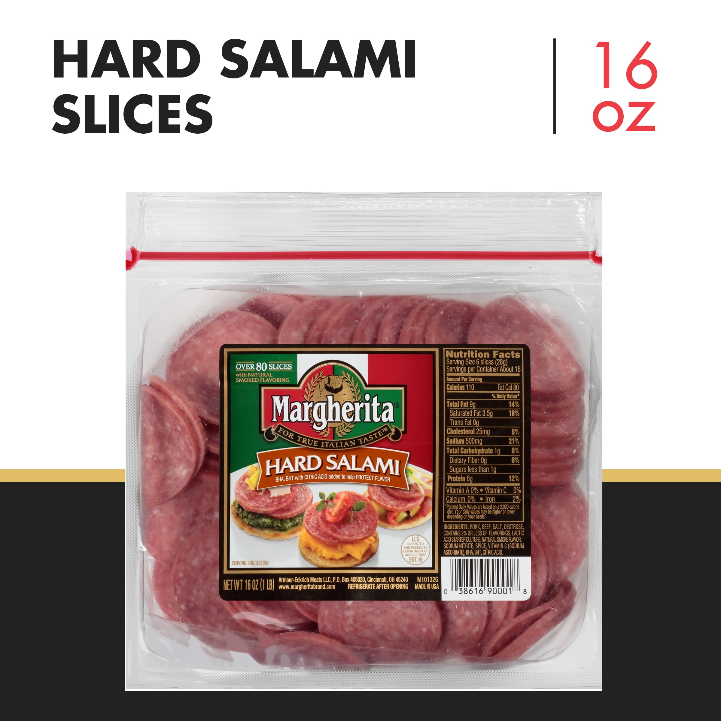 Margherita Sliced Hard Salami, 16 oz 
