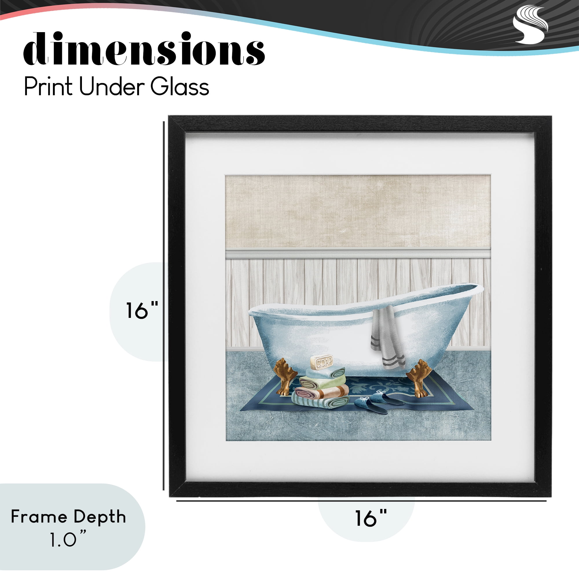 Stupell Industries Cozy Clawfoot Bathtub Spa Black Framed Print Under Glass, design by Conrad Knutsen