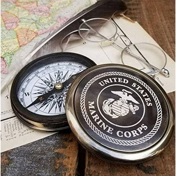 NauticalMart Brass Compass Antique Marine Corps Compass