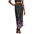 thumbnail image 3 of QIUOMBBP Womens Bodycon Long Skirt Elastic High Waist Satin Silk Maxi Skirts Summer Casual Going Out Wear Watermelon Red L, 3 of 8