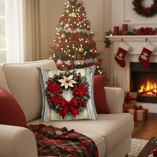 xihome Fundas de cojn navideñas de 45 x 45 cm (17,7 x 17,7 pulgadas), de tela de algodn, con cremallera oculta. Ideales para decorar el sof o la sala de estar.