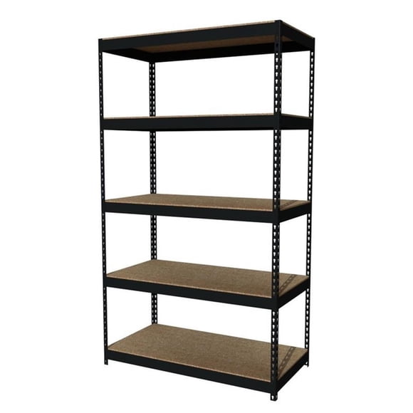 Iron Horse Rivet 5-Shelf Metal and Wood Shelving Unit, 24-Inch by 48-Inch by 84-Inch