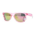 thumbnail image 2 of Girls Kid Size Rainbow Unicorn Badge Horn Rim Sunglasses Pink Peach Mirror, 2 of 4