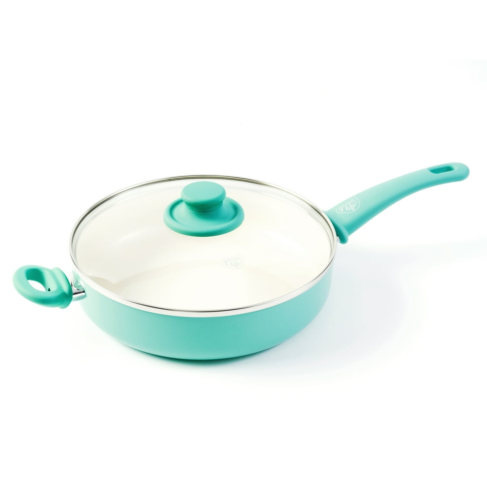 GreenLife Soft Grip Healthy Ceramic Nonstick, Jumbo Saute Pan with Lid