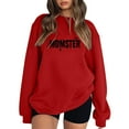 thumbnail image 2 of Bjutir Womens Sweatshirts Loose Fit Halloween Print Off Shoulder Long Sleeve Pullover Sweatshirt Red, 2 of 4