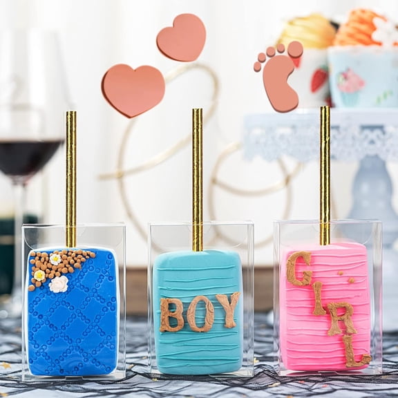 35 PCS 3.5"x 2.4"x 1.38" Clear Rice Krispie Treat Boxes with Hole Cakesickle Small Macaron Candy Party Favors Boxes