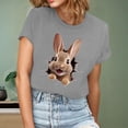 thumbnail image 2 of Women's Easter Bunny Casual Fashion Holiday Spirit T-Shirt Top Short Sleeve Light Gray XXL, 2 of 5