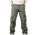 thumbnail image 1 of Pantalones largos para hombre, pantalones deportivos casuales con bolsillos cargo y cordones, pantalones largos tipo lápiz, pantalones de algodón y poliéster para hombre, 1 of 8