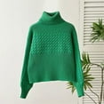 thumbnail image 2 of Womens Fall Solid Turtleneck High Neck Long Sleeve Sweaters Green XL, 2 of 3
