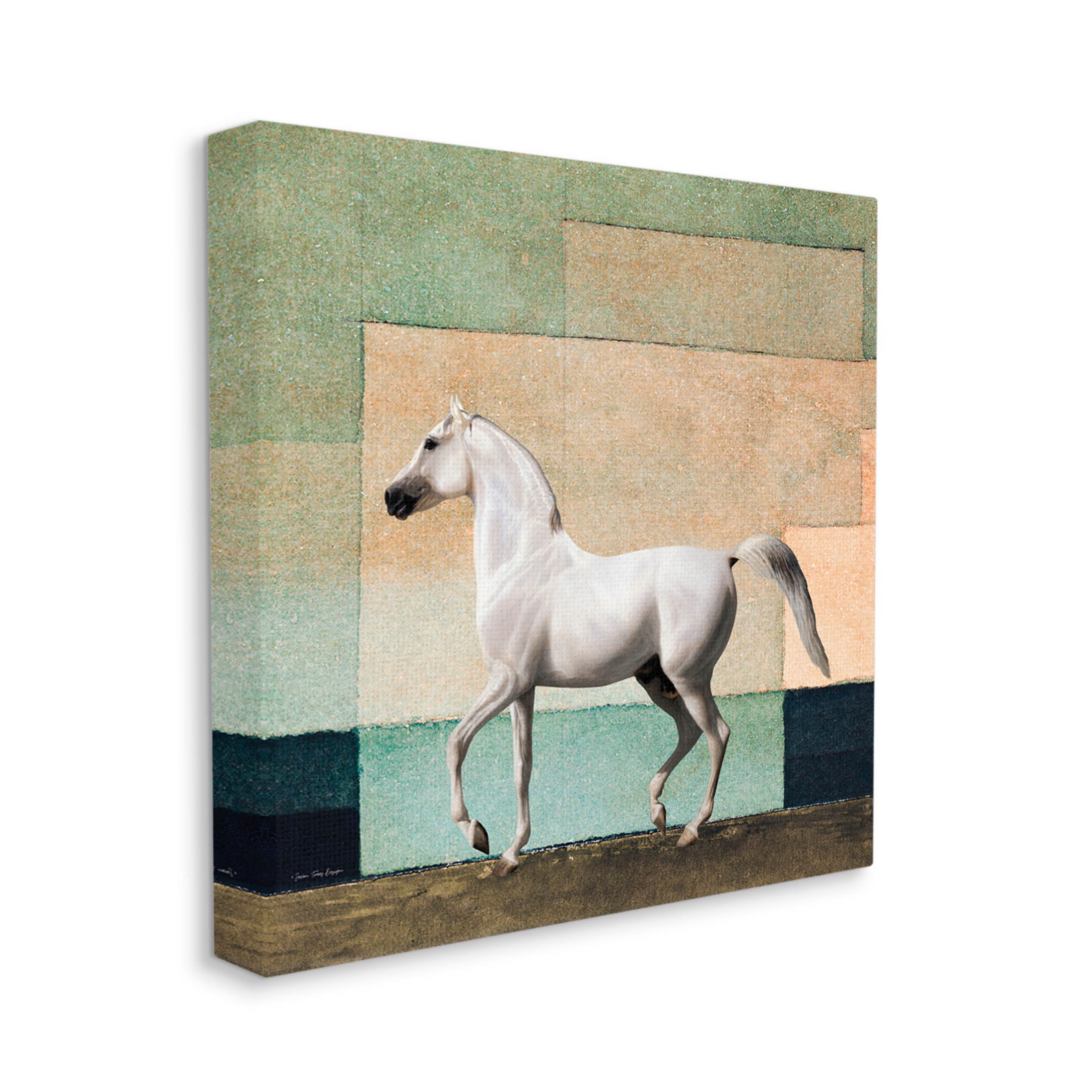 White Stallion Geometric Composition Animals & Insects Graphic Art Gallery Wrapped Canvas Print Wall Art
