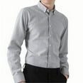 thumbnail image 1 of Blusa y camisa de manga larga con cuello vuelto para hombre, color liso, bolsillos con rayas, solapa con botones, blusa de poliéster para hombre, 1 of 6