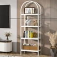 thumbnail image 3 of 4-Tier Arched Bookshelf 70.8", Storage Shelves, Metal Frame 4 tiers - White, 3 of 5