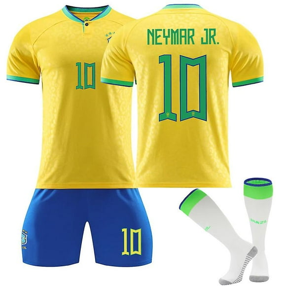 22-23 Qatar World Cup Brazil Home #10 Neymar Jr Jersey Suit Adult Boys Short-sleeved Football Training Suit