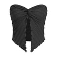 thumbnail image 3 of Women Y2k Tube Bandeau Tops Sexy Strapless Twist Knot Irregular Split Hem Pleated Camisole Going Out Vest Shirt, 3 of 6
