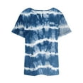 thumbnail image 4 of TQWQT Womens Plus Size Tops Loose Summer Sexy Tunic V Neck Short Sleeve Gradient Print Blouses 4x-5x Casual Tunics Blouses with Pocket Royal Blue XL, 4 of 5