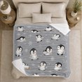 thumbnail image 5 of Adorable Penguin Snow Pattern Whimsical Winter, Festive Holiday Scene, Warm Flannel Blanket for Sunroom and Reading Nook, Art Lovers Housewarming Gift, Playful Home Decor, 5 of 9