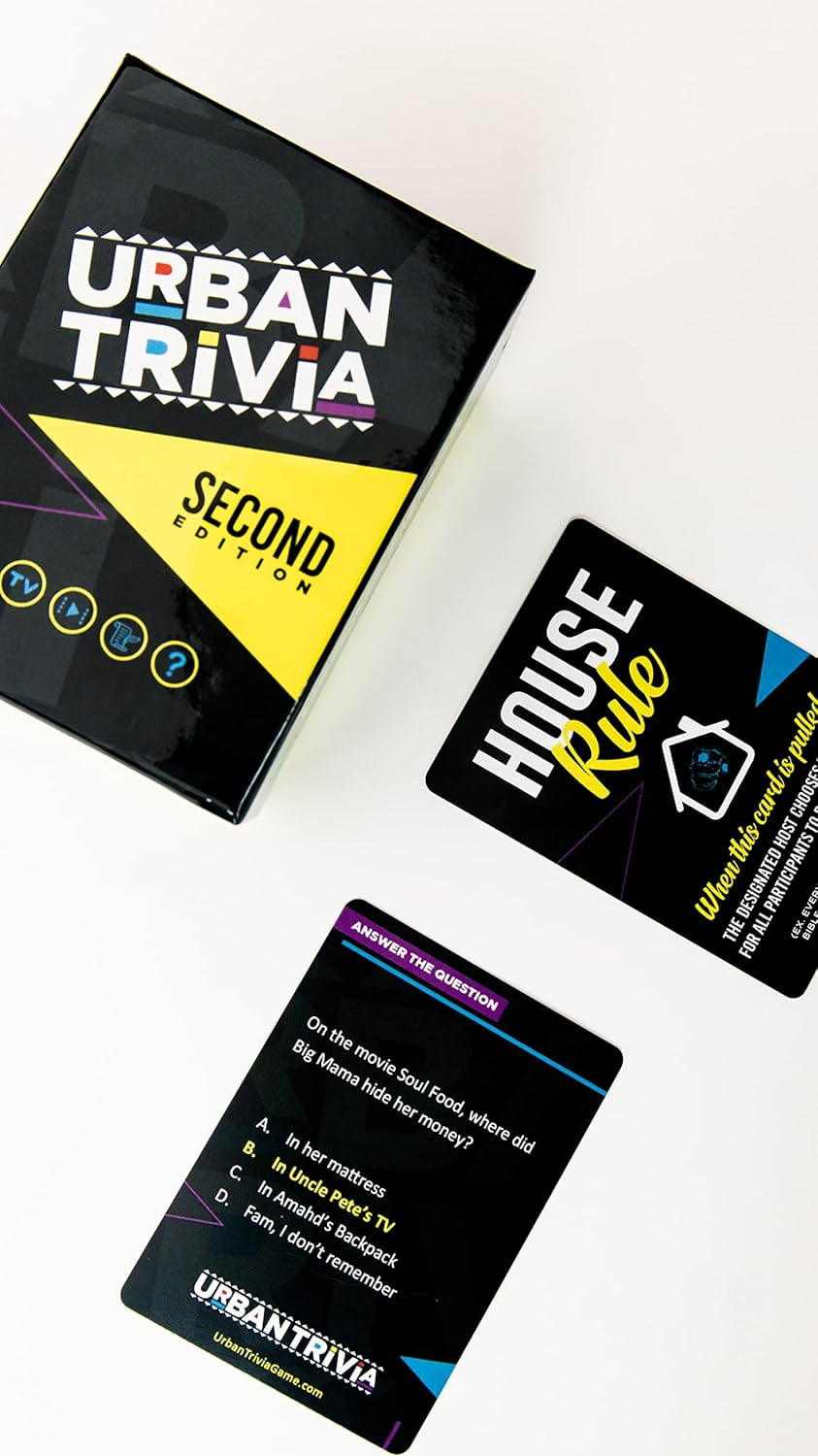 Urban Trivia Game 2nd Edition - Card Game for The Culture! Fun Trivia on Black TV, Movies, Music, Sports, & Growing Up Black! Great Trivia for Adult Game Nights and Family