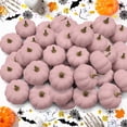 thumbnail image 6 of Simulated Foam Pumpkin Prop with Golden Handle, Colorful Fake Vegetable Ornament, Summer Fall Harvest Decor for Halloween, Tabletop, Shelf, Wreath Making and Farmhouse Home Decoration, Pink, 6 of 8