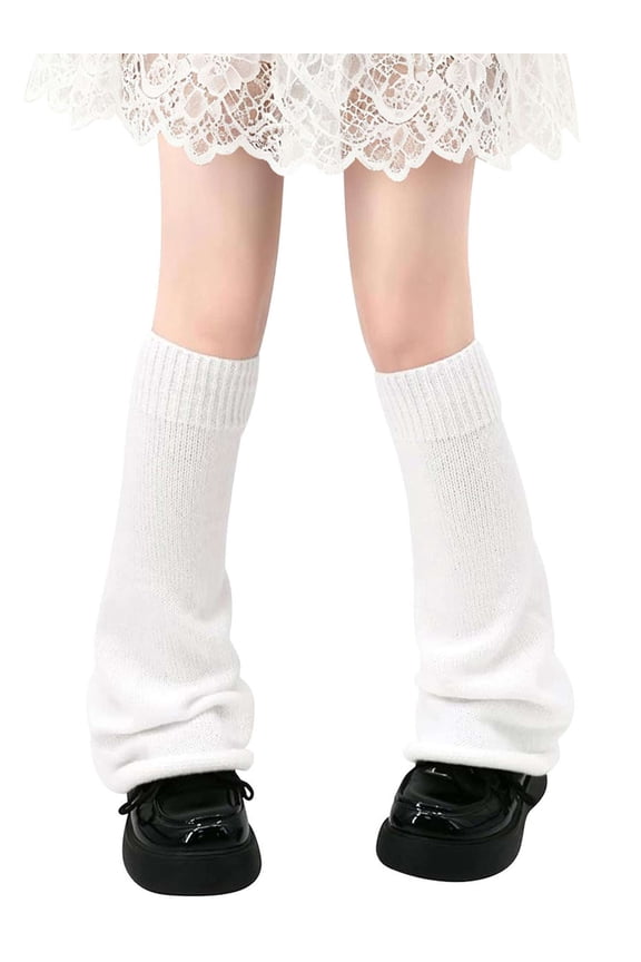 Women's Leg Warmers Fashion Knit Warmers Long Socks Cute Y2K Kawaii Japanese Gothic Lolita Harajuku Accessories (White)