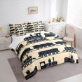 thumbnail image 2 of Manfei Toy Train 7pcs Queen Bedding,Vintage Railway Bedding Comforter Set Queen,Navy Blue,Reversible, 2 of 7