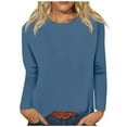 thumbnail image 1 of Timegard Hauts pour Femmes Col Rond Manches Longues Chandail Confortable Couleur Unie Haut Décontracté Basique, 1 of 5