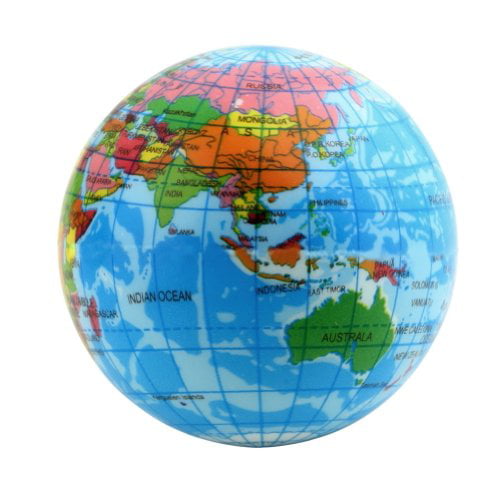 MINI World Map Foam Earth Globe Stress Bouncy Ball Geography Kid Toy Gift CA 