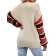 thumbnail image 4 of Xuanfei Women Contrast Color V Neck Button Down Spliced Long Sleeve Knit Sweater, 4 of 7