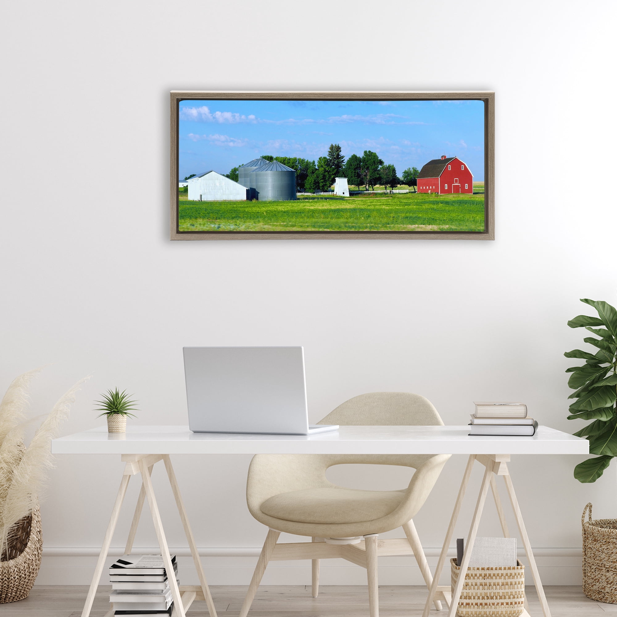 Stupell Industries Barn with Silo Brown Framed Floater Canvas Wall Art, design by Gail Peck